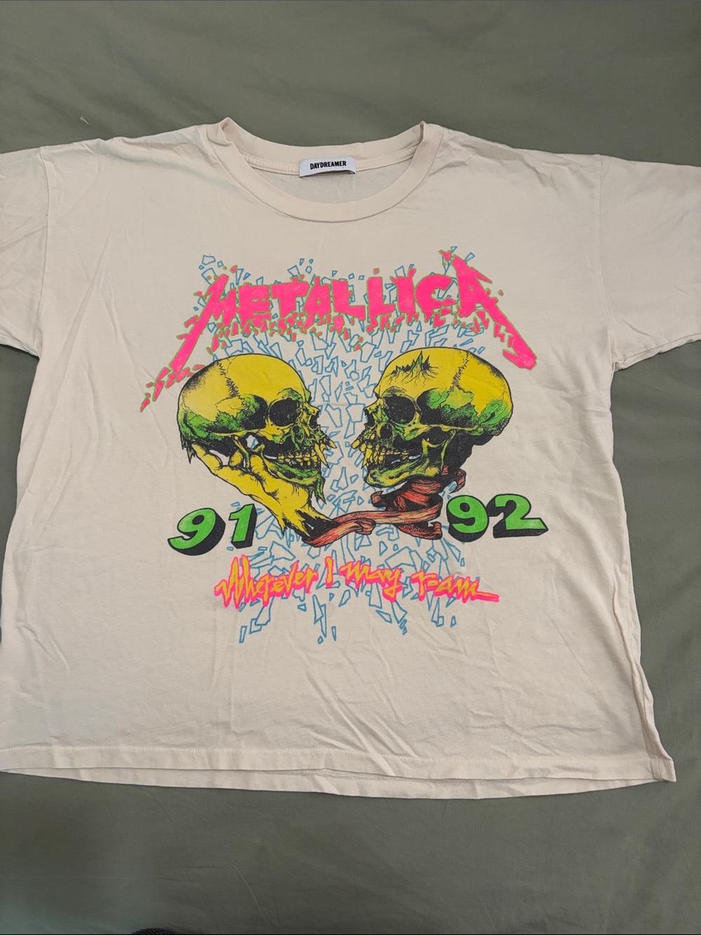 Daydreamer Metallica 1991-1992 White Graphic Tour T-Shirt